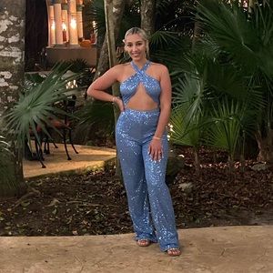 Cut out sequin jumpsuit